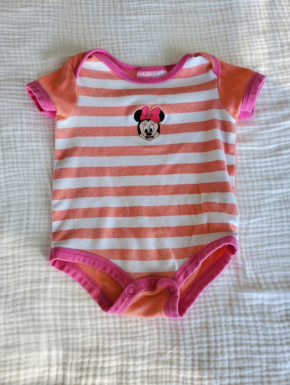 Disney Minnie Mouse Baby Peach and Pink Stripe One-Piece
